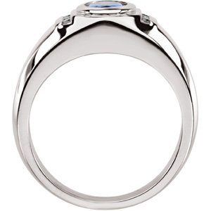 14K White Gold Natural Tanzanite & 1/8 CTW Natural Diamond Ring