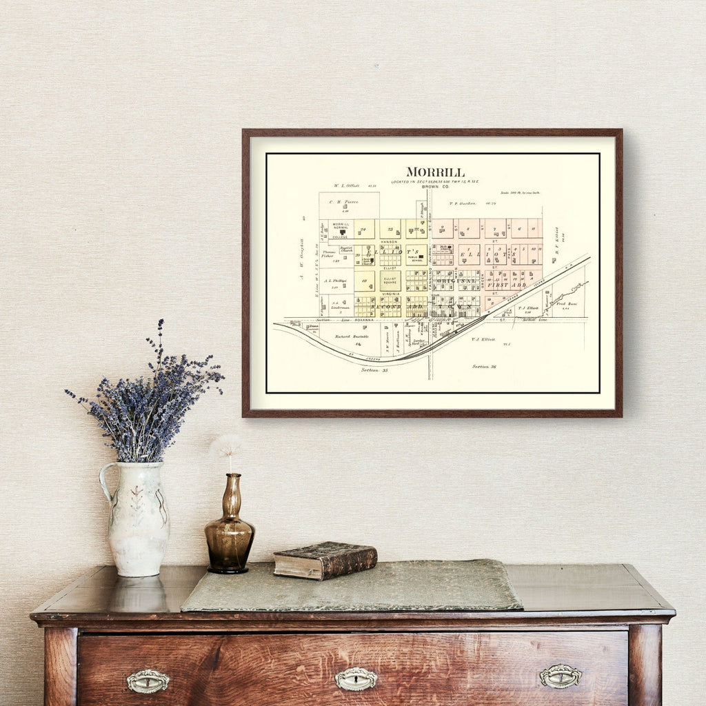 Vintage Map of Morrill, Kansas 1887