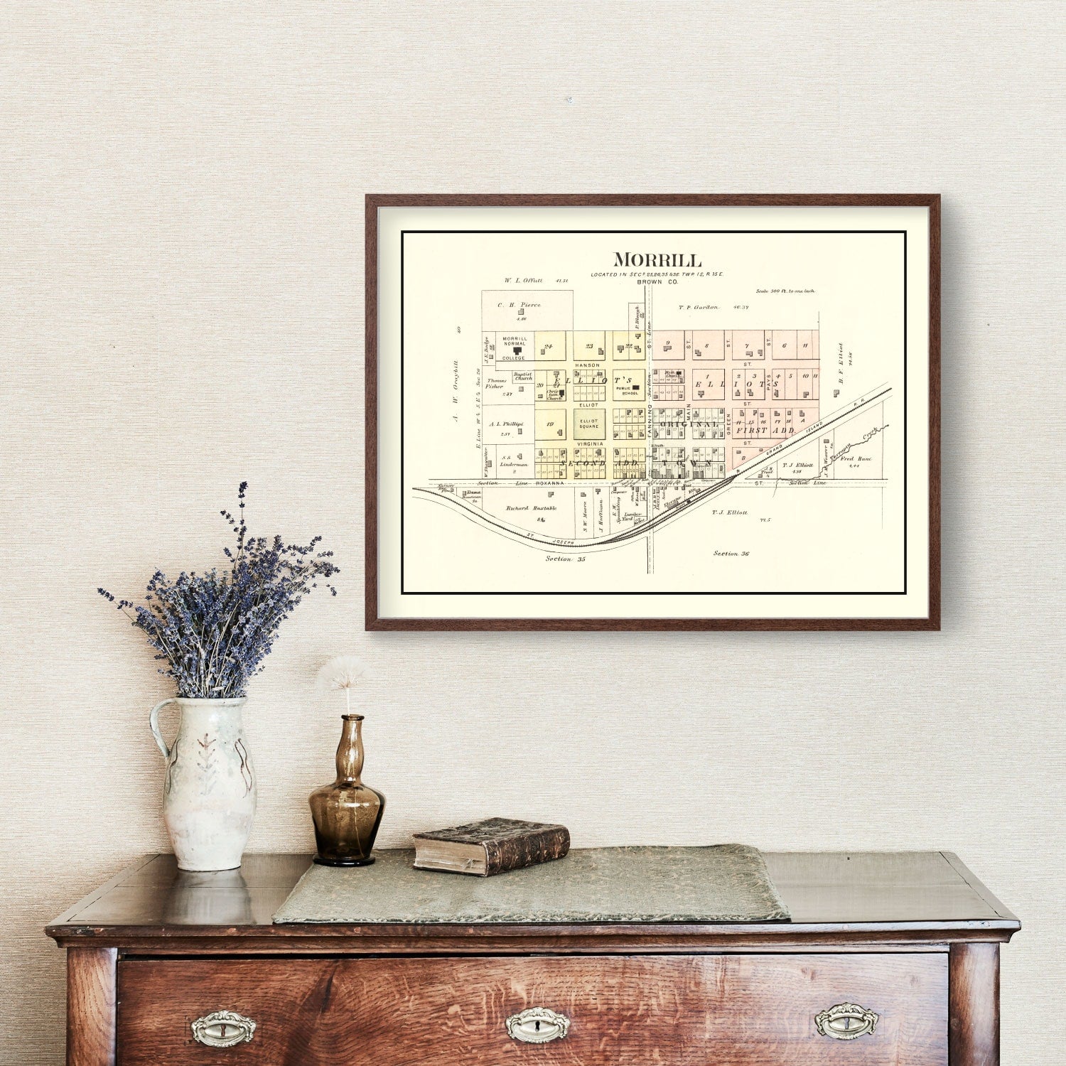 Vintage Map of Morrill, Kansas 1887