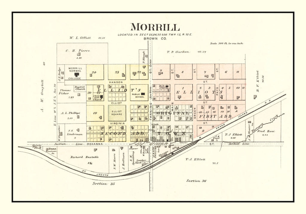 Vintage Map of Morrill, Kansas 1887