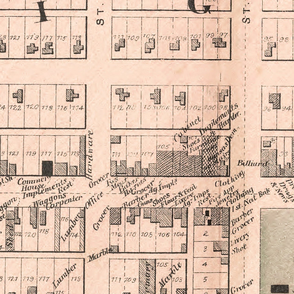 Vintage Map of Hiawatha, Kansas 1887