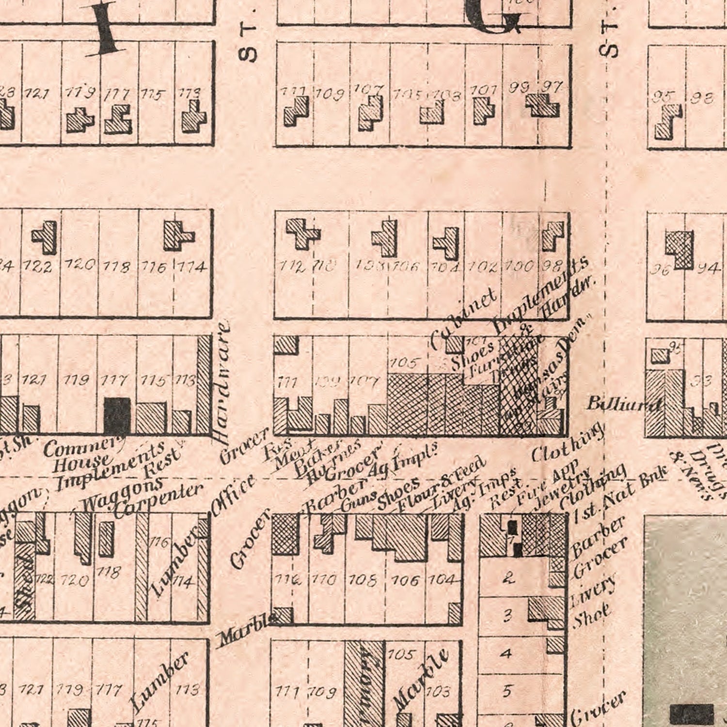 Vintage Map of Hiawatha, Kansas 1887