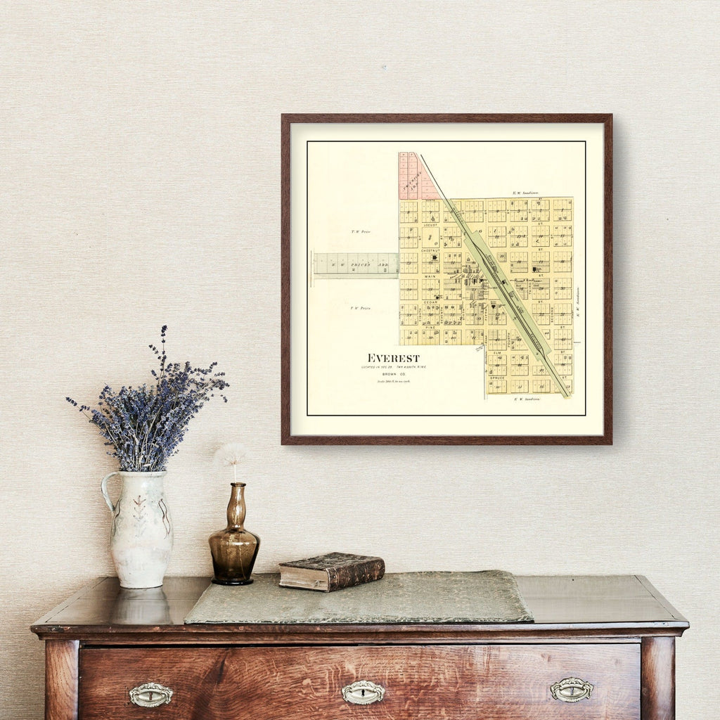 Vintage Map of Everest, Kansas 1887