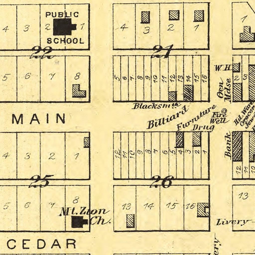 Vintage Map of Everest, Kansas 1887