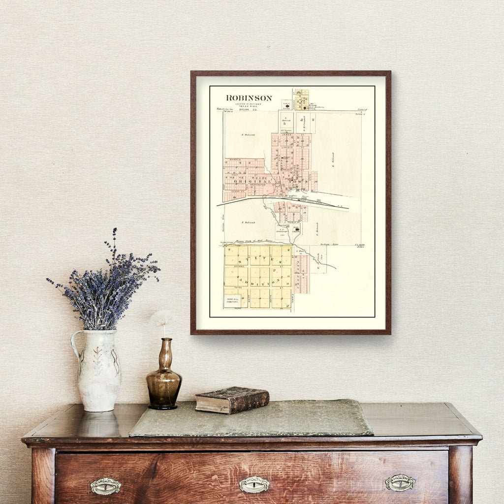 Vintage Map of Robinson, Kansas 1887