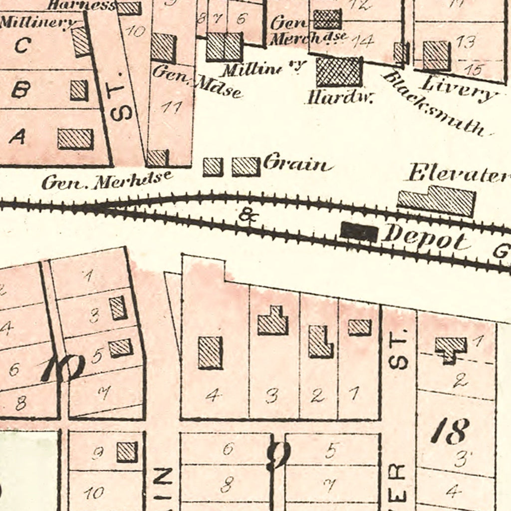 Vintage Map of Robinson, Kansas 1887