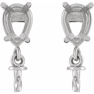 Platinum 6x4 mm Pear Dangle Earring Mounting for 7-8 mm Pearl – image 2
