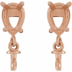 14K Rose Gold 6x4 mm Pear Dangle Earring Mounting for 7-8 mm Pearl – image 2