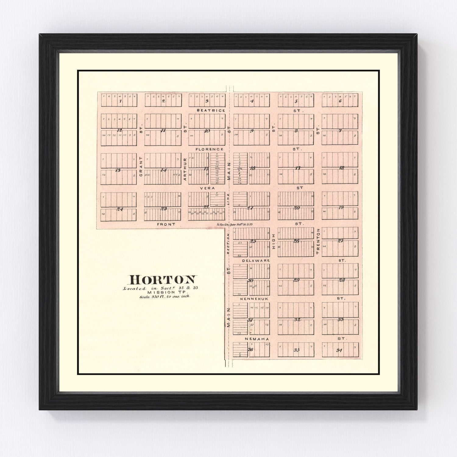 Vintage Map of Horton, Kansas 1887