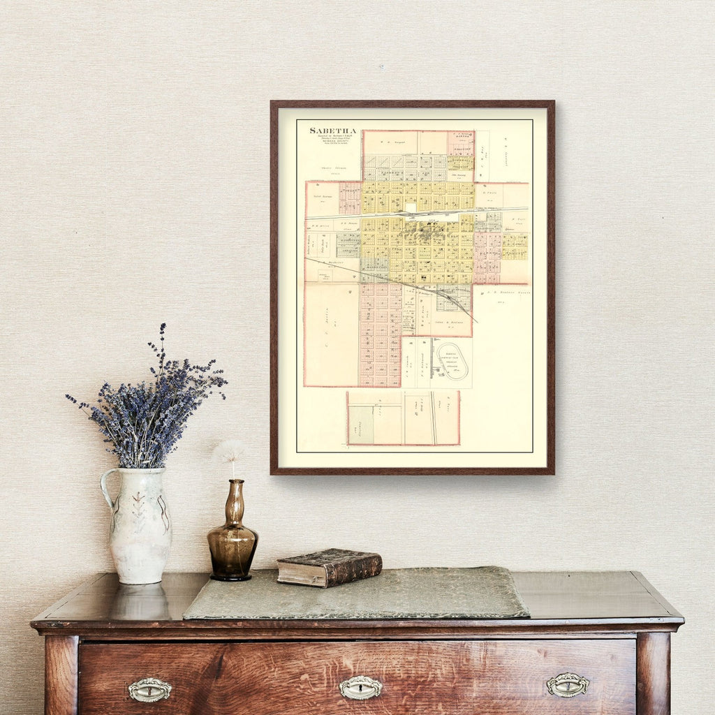 Vintage Map of Sabetha, Kansas 1887