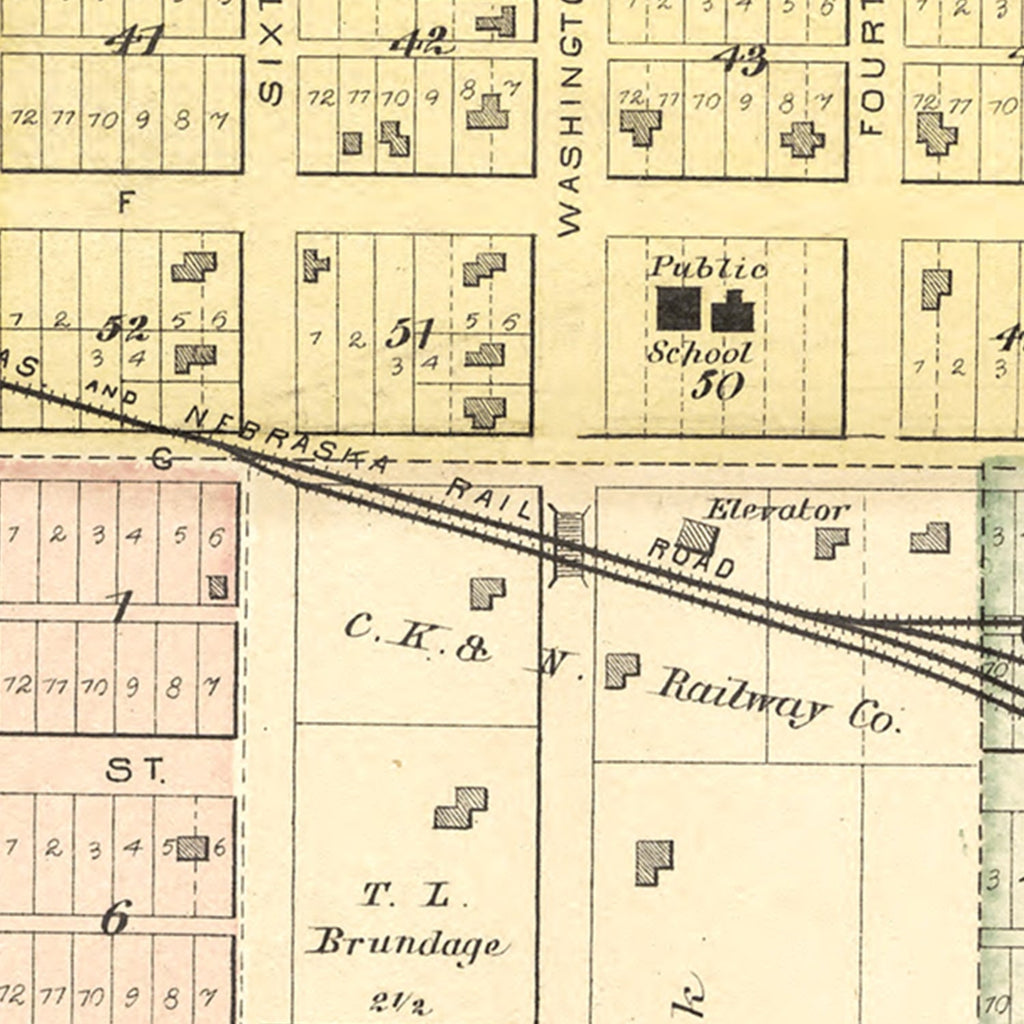Vintage Map of Sabetha, Kansas 1887