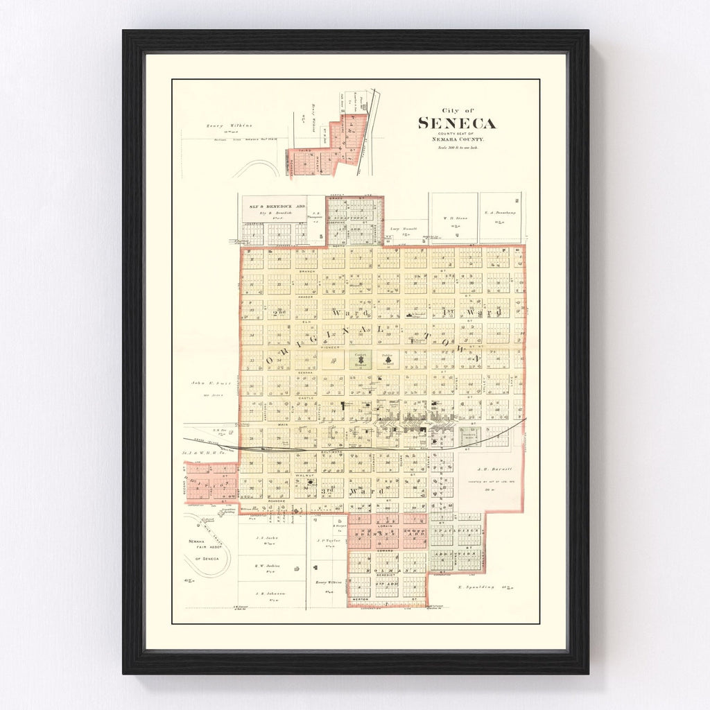 Vintage Map of Seneca, Kansas 1887