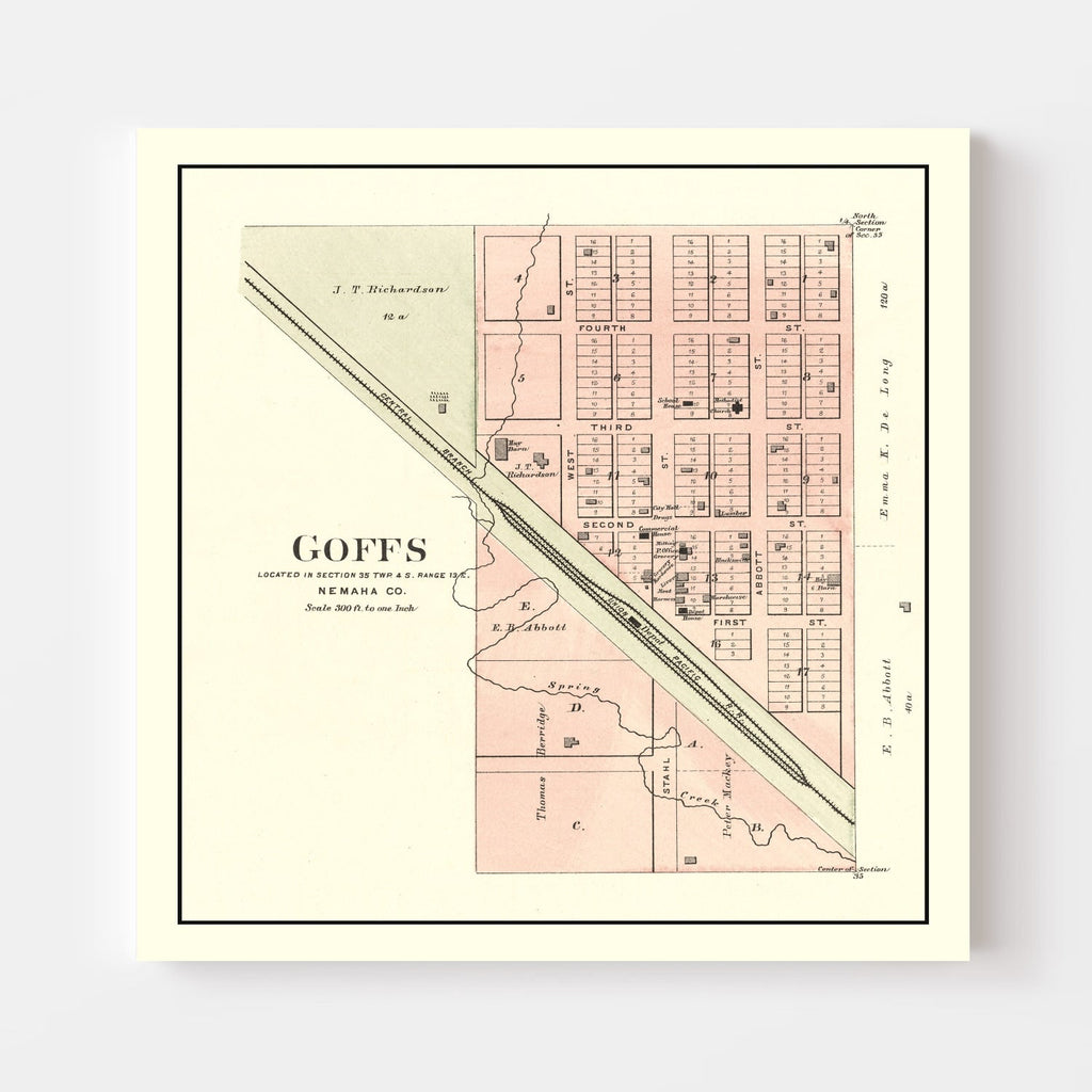 Vintage Map of Goffs, Kansas 1887