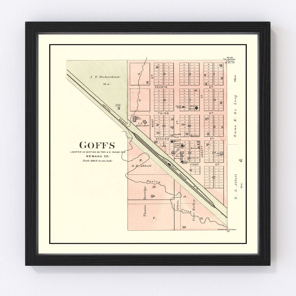Vintage Map of Goffs, Kansas 1887