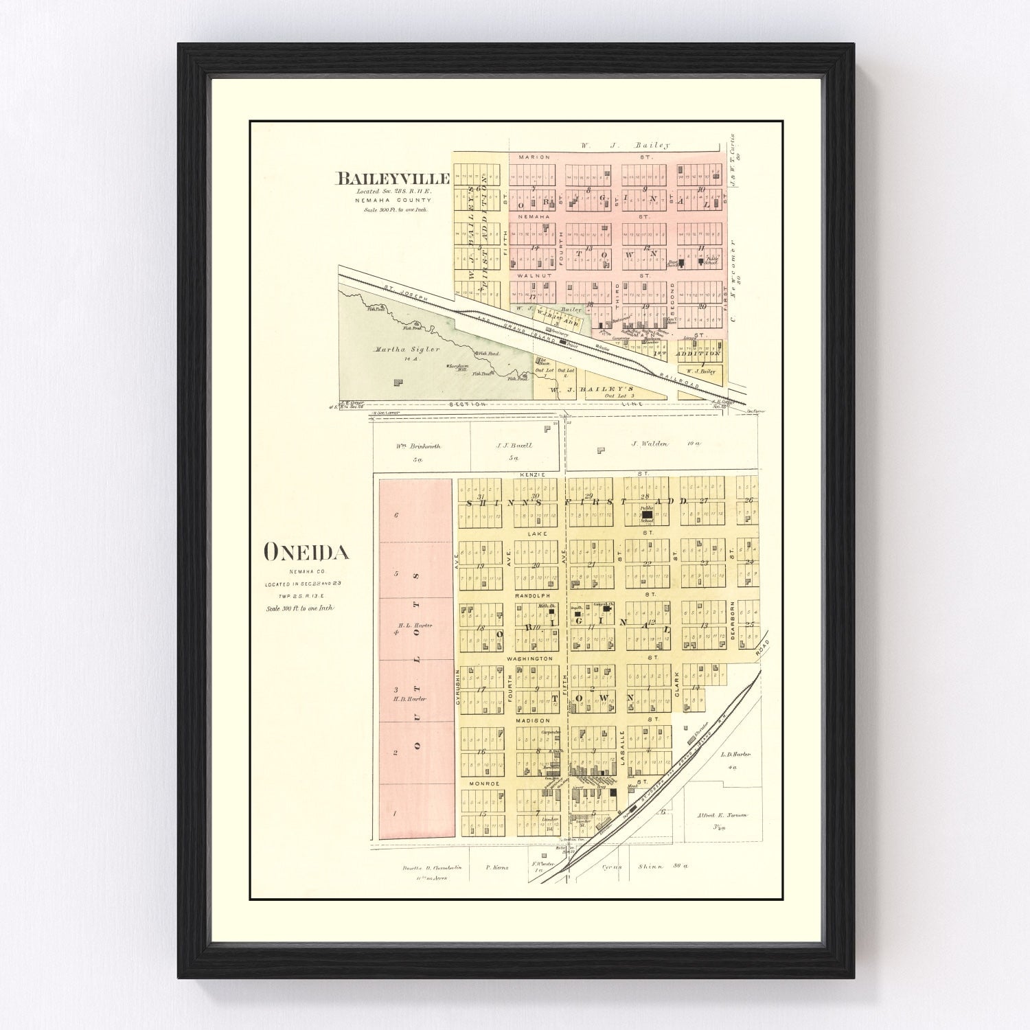 Vintage Map of Baileyville, Kansas 1887