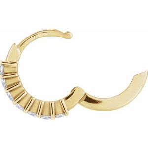 14K Yellow Gold Accented Channel-Set 15 mm Hinged Hoop Earring – image 3