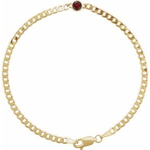 14K Yellow Gold Natural Mozambique Garnet Link 7" Bracelet