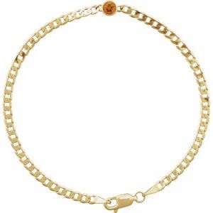 14K Yellow Gold Natural Citrine Link 7" Bracelet