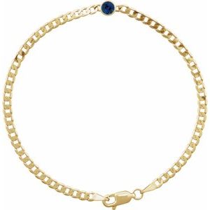 14K Yellow Gold Natural Blue Sapphire Link 7" Bracelet