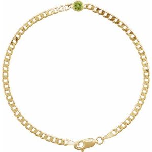 14K Yellow Gold Natural Peridot Link 7" Bracelet