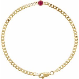 14K Yellow Gold Natural Ruby Link 7" Bracelet