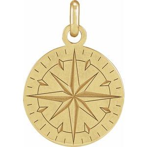 14K Yellow Compass Pendant