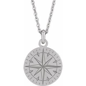 Sterling Silver Compass 20" Necklace