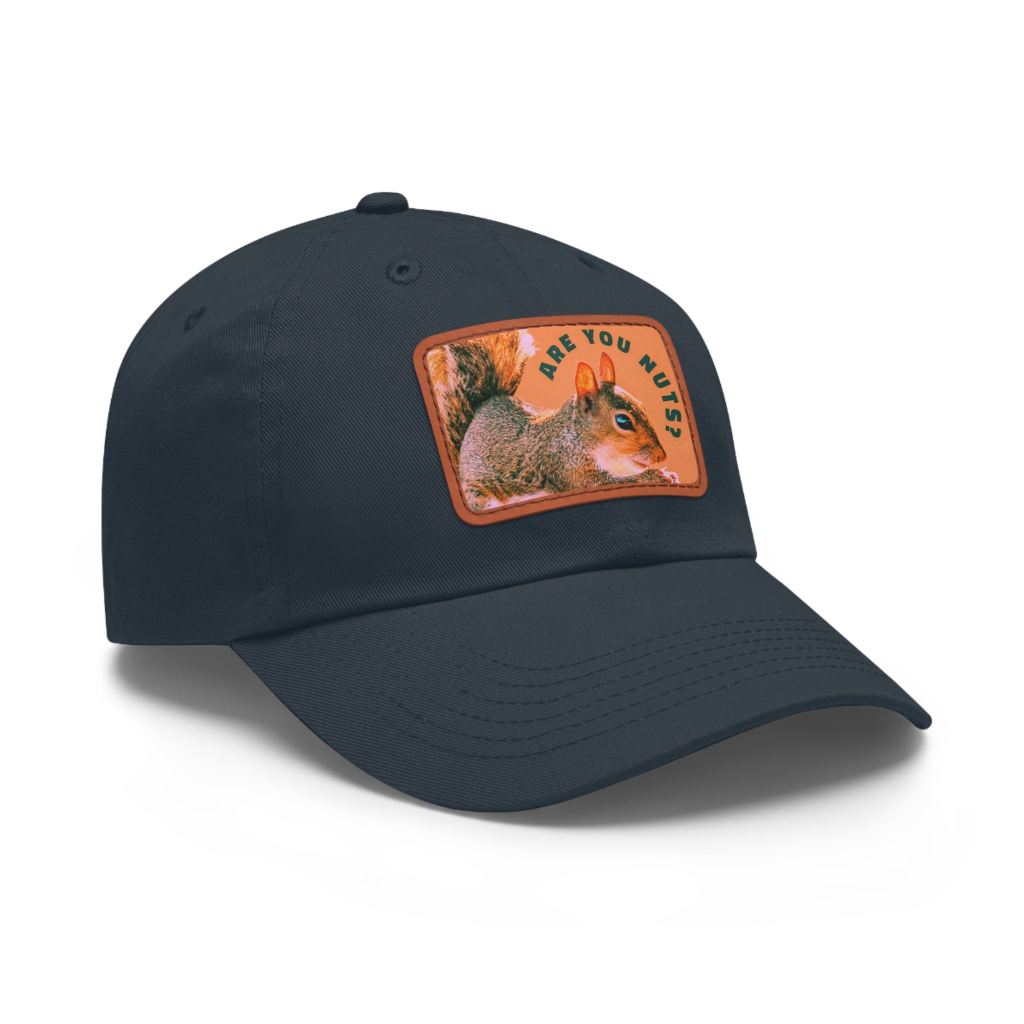 Are You Nuts? Squirrel Hat with Rectangular Leather Patch