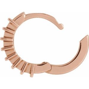14K Rose Gold Accented Channel-Set 12.7 mm Hinged Hoop Earring – image 3