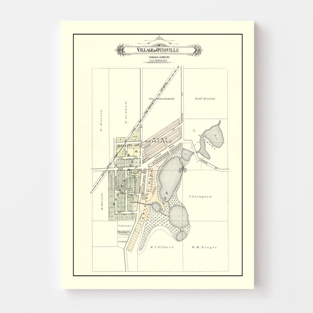 Vintage Map of Otisville, Michigan 1889