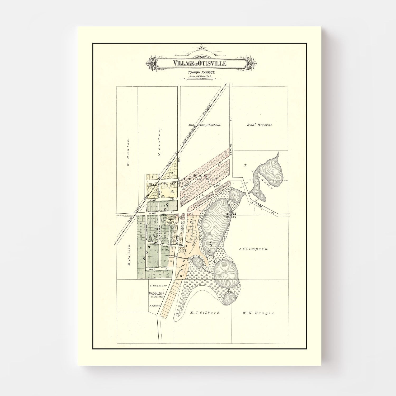 Vintage Map of Otisville, Michigan 1889