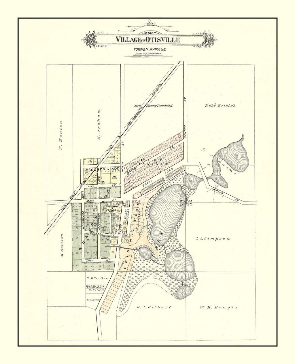 Vintage Map of Otisville, Michigan 1889