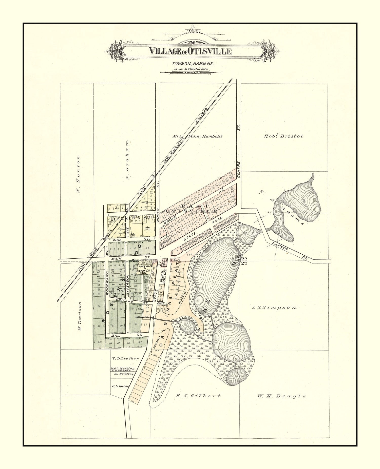 Vintage Map of Otisville, Michigan 1889