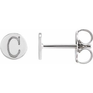 Platinum 5 mm Engravable Disc Earring