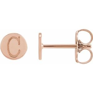 14K Rose 5 mm Engravable Disc Earring