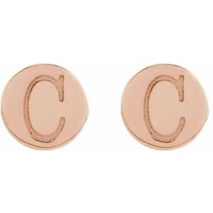 14K Rose 5 mm Engravable Disc Earring