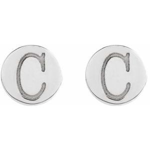 Platinum 5 mm Engravable Disc Earring