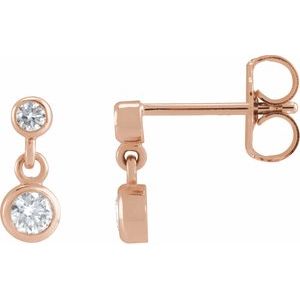 14K Rose Gold 1/4 CTW Natural Diamond Two-Stone Earrings