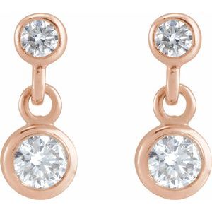 14K Rose Gold 1/4 CTW Natural Diamond Two-Stone Earrings – image 2