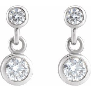 Sterling Silver 1/4 CTW Natural Diamond Two-Stone Earrings – image 2