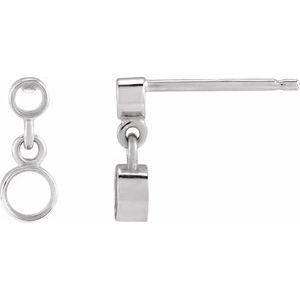 14K White Gold 3 mm Round Bezel-Set Earring Mounting