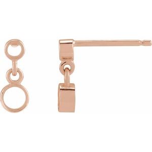14K Rose Gold 3 mm Round Bezel-Set Earring Mounting