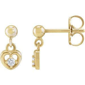Sterling Silver 2 mm Round Accented Heart Earring Mounting