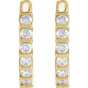 14K Yellow Gold 1/6 CTW Natural Diamond 10.7 mm Hinged Hoop Earrings – image 2