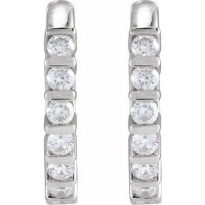 Platinum 1/6 CTW Natural Diamond 10.7 mm Hinged Hoop Earrings – image 2