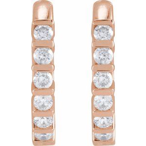 14K Rose Gold 1/6 CTW Natural Diamond 10.7 mm Hinged Hoop Earrings – image 2