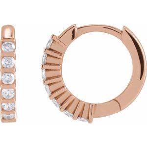 14K Rose Gold 1/3 CTW Natural Diamond 15 mm Hinged Hoop Earrings