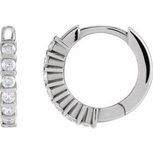 Platinum 1/6 CTW Natural Diamond 10.7 mm Hinged Hoop Earrings