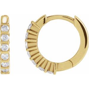 14K Yellow Gold 1/3 CTW Natural Diamond 15 mm Hinged Hoop Earrings