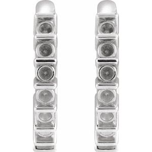 14K White Gold Accented Channel-Set 15 mm Hinged Hoop Earring – image 2